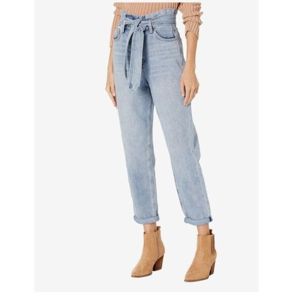 JOES JEANS Brinkley High Rise Paperbag Jeans Self Tie Waist Loose Fit Light Wash - Picture 11 of 14